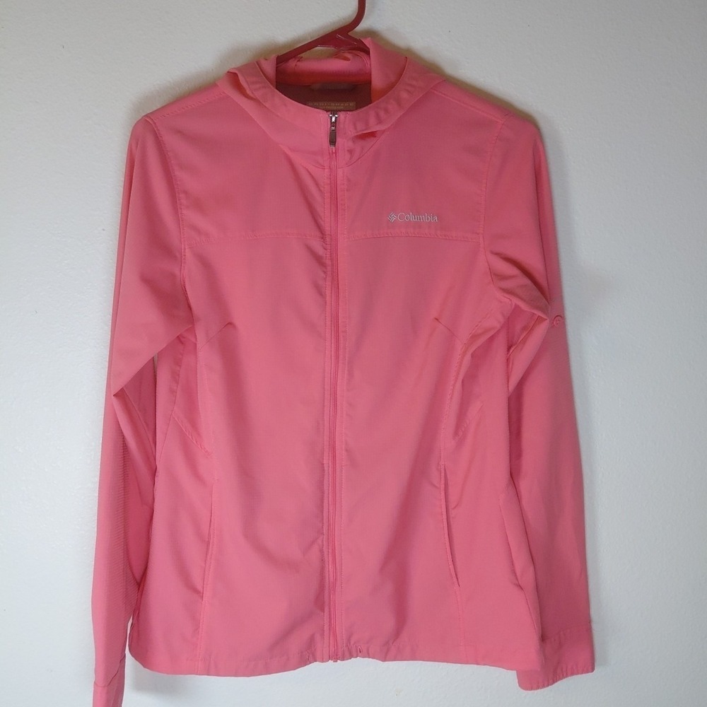Columbia Omni-Shade Women Small Coral Full Zip Hoodie Long Sleeve Vented Fishing